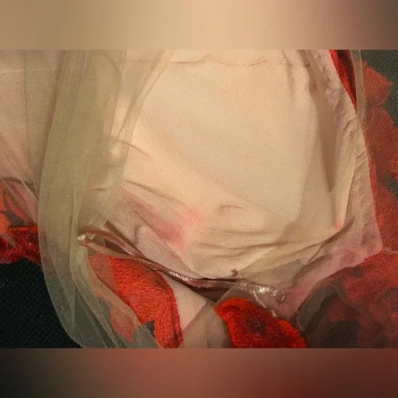 Red Floral Flowy Beaded Gown Sz S/XS Costume Cosplay Fantasy Whimsigoth Elegant - Picture 11 of 16